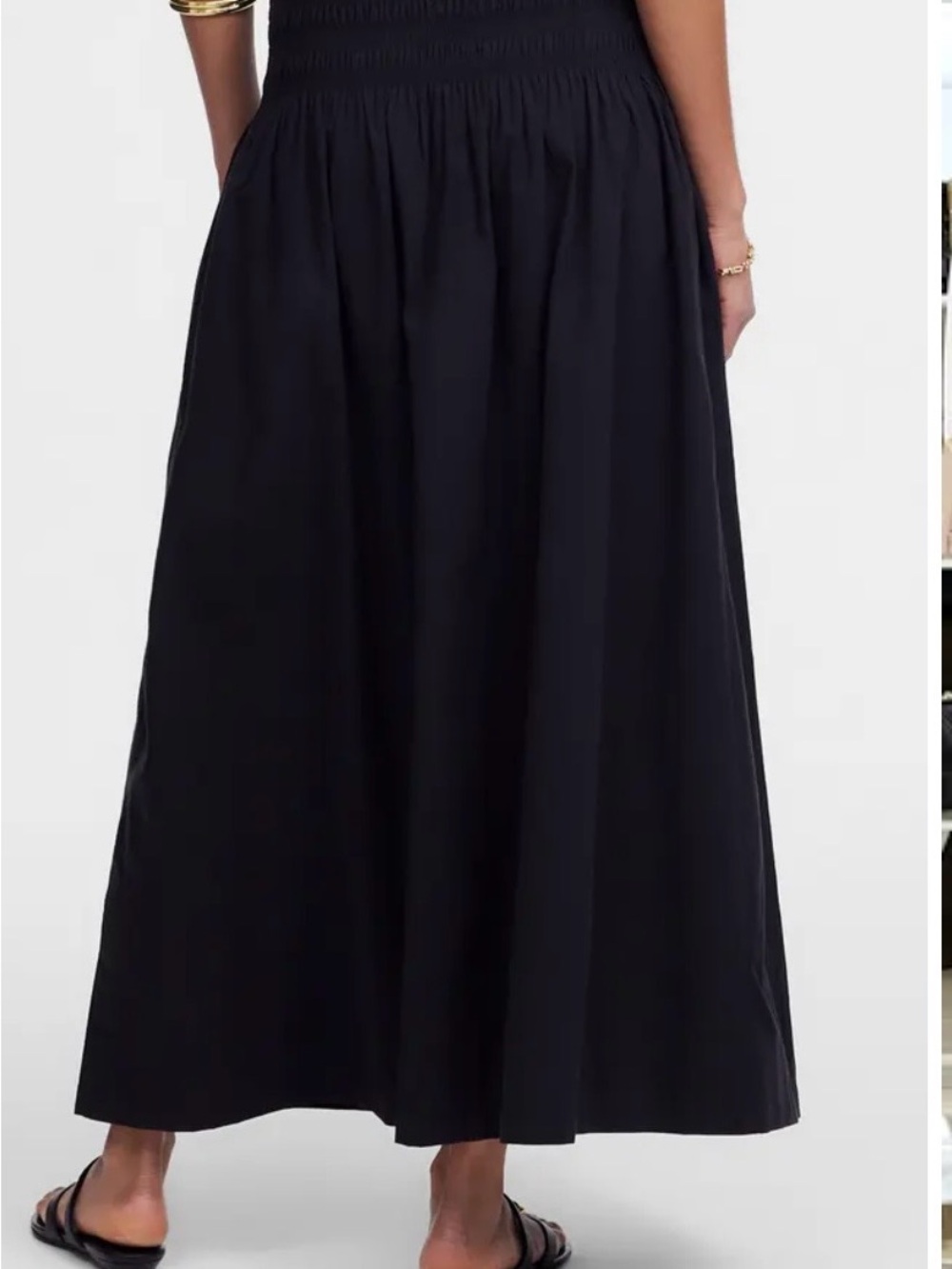NWT Madewell Black Cotton Maxi Skirt with Smocked Waist - Picture 3 of 4